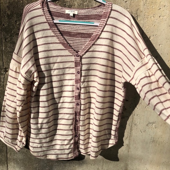 Umgee Striped Balloon Sleeve Top - Picture 6 of 8